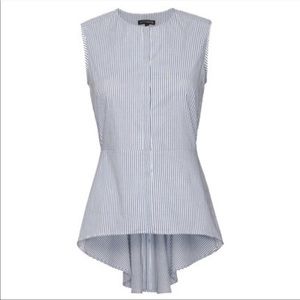 INTERMIX BLUE STRIPE PEPLUM TOP BLOUSE TOP